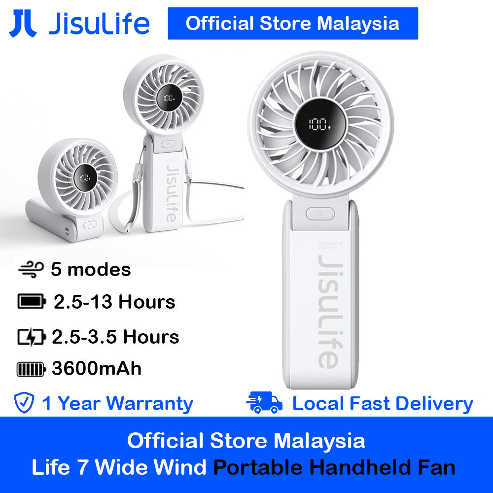 Picture of Jisulife Malaysia 3 in 1 Handheld Fan Life7 Powerful Portable Fan with LED Display Foldable as Desk Fan Hangable as Neck Fan (3600mAh Light Grey) Red Design- Red Design Cases, Red Design Covers, iPad Cases and a wide selection of Red Design Accessories in Malaysia, Sabah, Sarawak and Singapore 