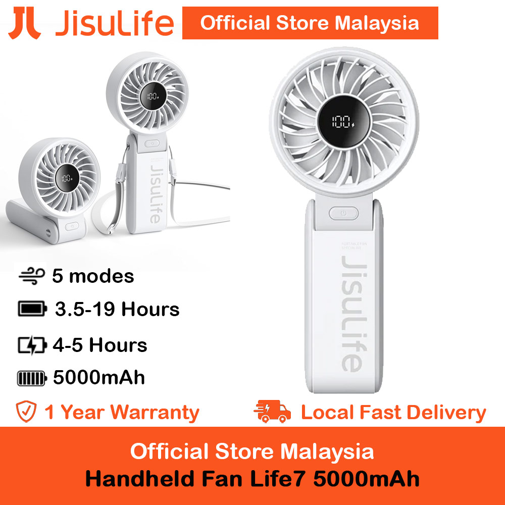 Picture of Jisulife Malaysia 3 in 1 Handheld Fan Life7 Powerful Portable Fan with LED Display Foldable as Desk Fan Hangable as Neck Fan (5000mAh Light Grey) Red Design- Red Design Cases, Red Design Covers, iPad Cases and a wide selection of Red Design Accessories in Malaysia, Sabah, Sarawak and Singapore 