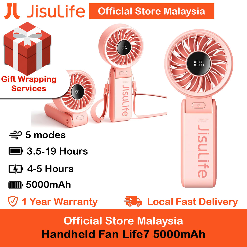 Picture of Jisulife Malaysia 3 in 1 Handheld Fan Life7 Powerful Portable Fan with LED Display Foldable as Desk Fan Hangable as Neck Fan (5000mAh Pink) Red Design- Red Design Cases, Red Design Covers, iPad Cases and a wide selection of Red Design Accessories in Malaysia, Sabah, Sarawak and Singapore 