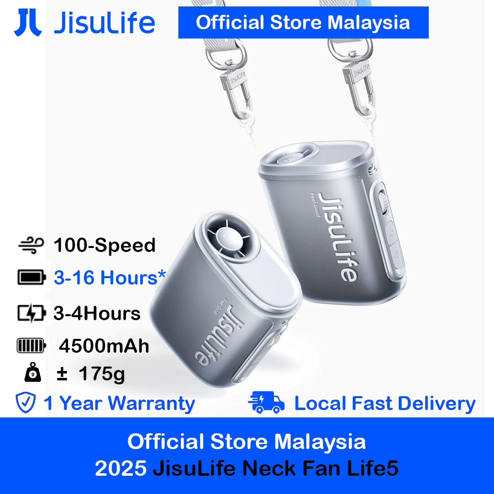 Picture of JisuLife Neck Fan Life5 100 Speed Turbo Cooling Handfree Portable Neck Fan Hang or Clipped Clip Fan (Black) Red Design- Red Design Cases, Red Design Covers, iPad Cases and a wide selection of Red Design Accessories in Malaysia, Sabah, Sarawak and Singapore 