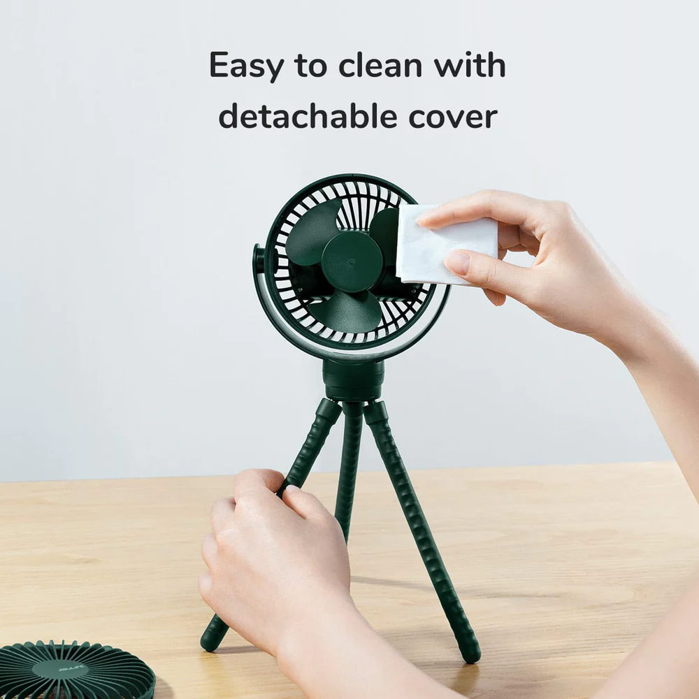 Picture of Jisulife Malaysia Child Safe Low Noise Stroller Car Seat Rotatable Flexible Tripod Mini Rechargeable Fan FA40A (Green)