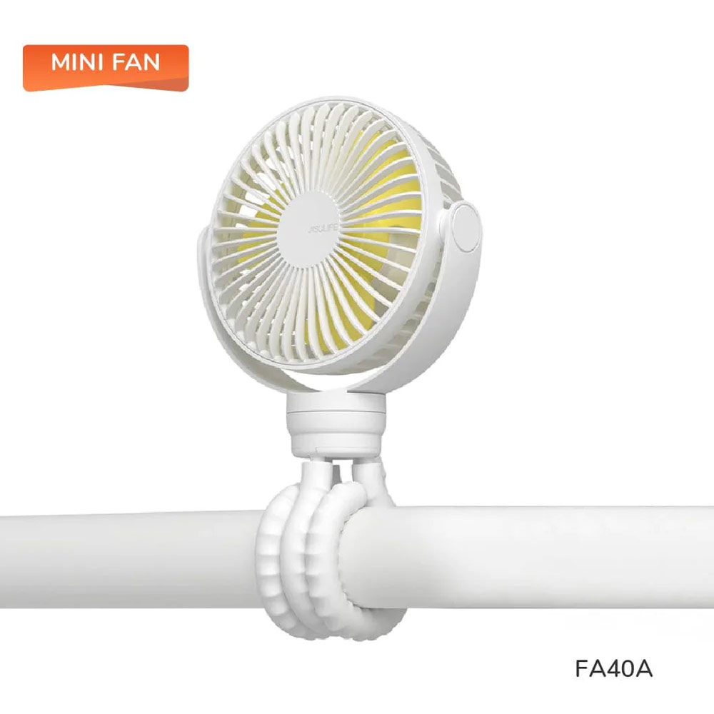 Picture of Jisulife Malaysia Child Safe Low Noise Stroller Car Seat Rotatable Flexible Tripod Mini Rechargeable Fan FA40A (White)