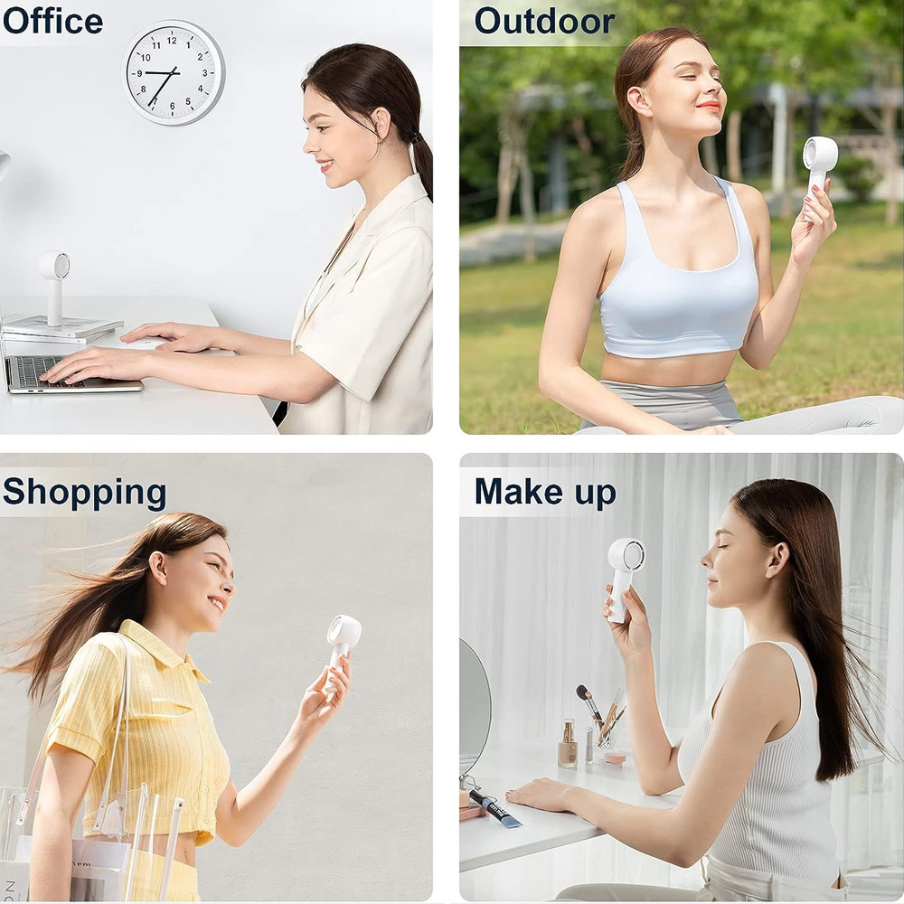 Picture of Jisulife Malaysia 5 Speed Turbo Strong Wind Portable Fast Charge Rechargeble 4500mAh Hidden Blade Handheld Mini Fan for Outdoor Indoor Badminton Court Concert Picnic Camping FA42 (Brown)