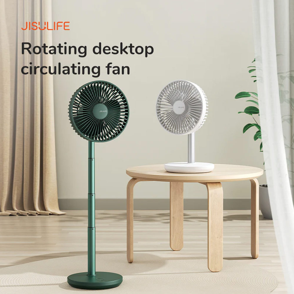 Picture of JISULIFE Malaysia Oscillating Rotation Desk Fan Portable Timer Setting Extendable Desktop Fan 8000mAh USB-C Rechargeable Electric Table Fan for Office Room Travel Outdoor Indoor Picnic FA13P (White)