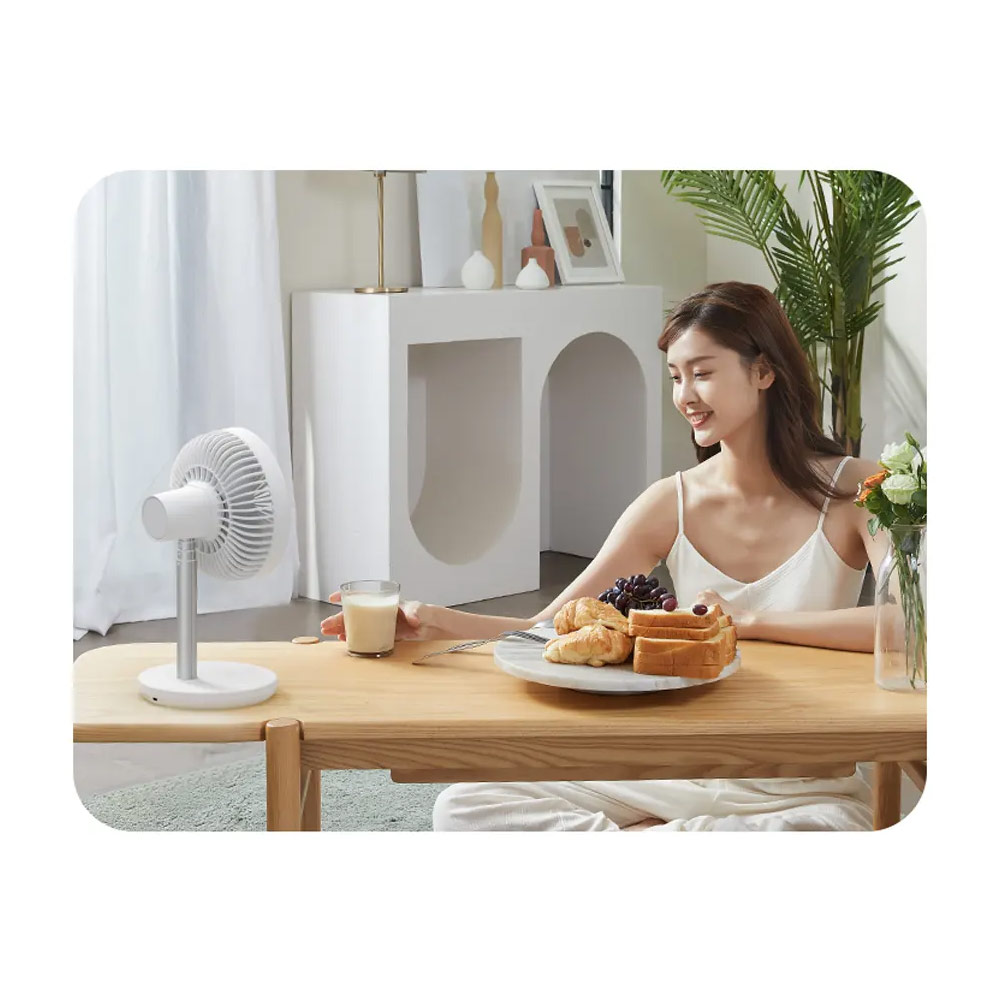 Picture of JISULIFE Malaysia Oscillating Rotation Desk Fan Portable Timer Setting Extendable Desktop Fan 8000mAh USB-C Rechargeable Electric Table Fan for Office Room Travel Outdoor Indoor Picnic FA13P (White)