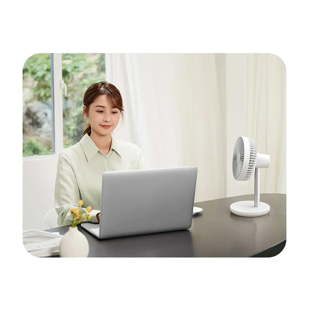 Picture of JISULIFE Malaysia Oscillating Rotation Desk Fan Portable Timer Setting Extendable Desktop Fan 8000mAh USB-C Rechargeable Electric Table Fan for Office Room Travel Outdoor Indoor Picnic FA13P (White)
