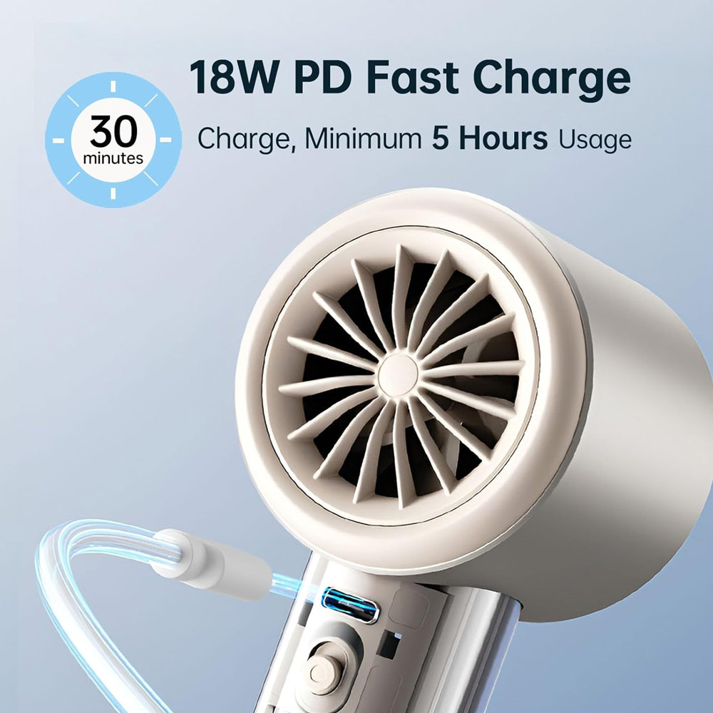 Picture of Jisulife Malaysia Super Power 100 Speed Turbo Strong Wind Portable Fast Charge Rechargeable 5000mAh Hidden Blade High Quality Handheld Mini Fan for Outdoor Indoor Badminton Court Concert Picnic Camping FA53Pro (Bright Brown)