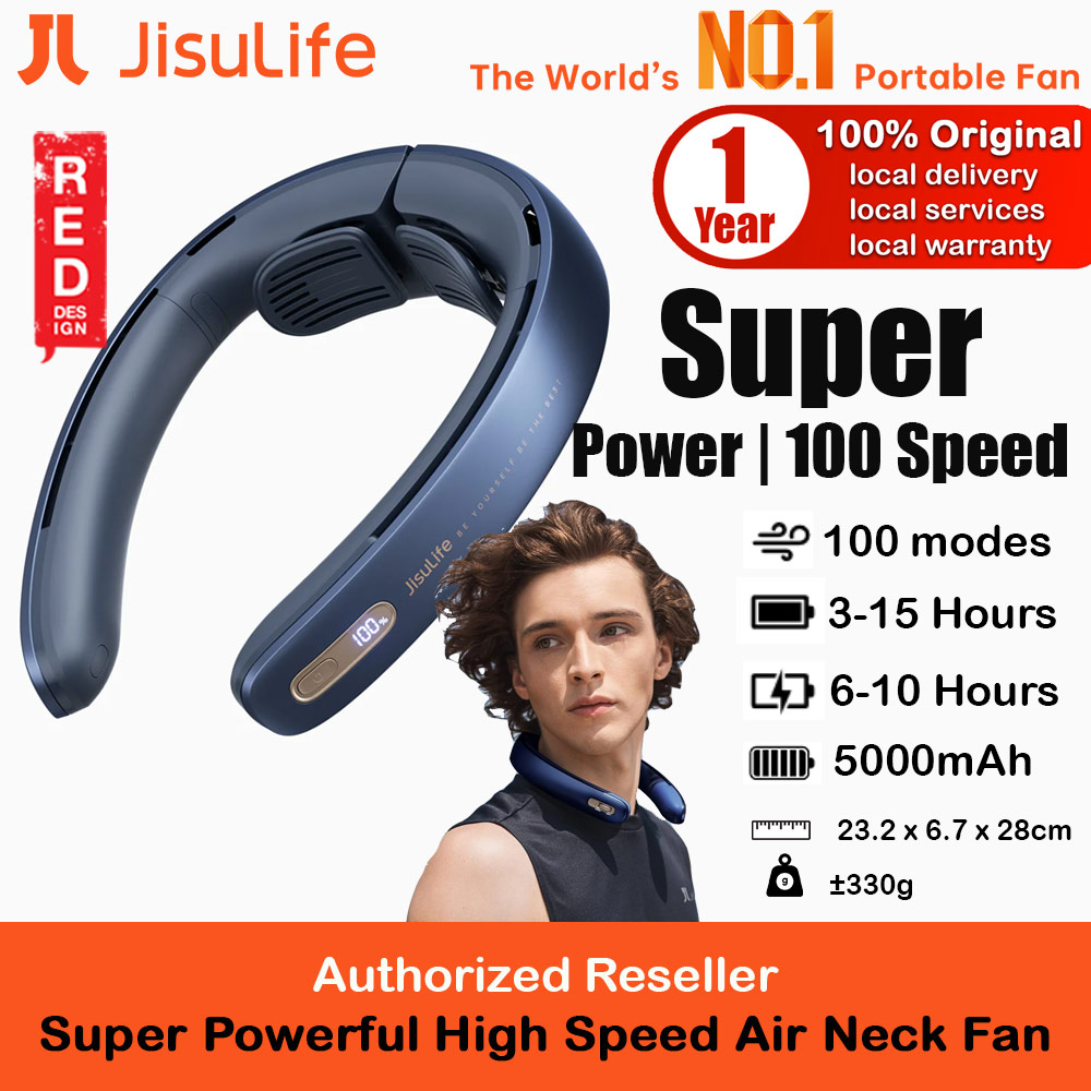 Picture of JISULIFE Malaysia Super Power High Speed Air Neck Cooler Portable Neck Fan Hands Free Bladeless Fan 5000mAh Battery Operated Wearable Personal Fan Leafless Rechargeable Headphone Design 100 Speed Neck Fan for Running Badminton Indoor Court Concert Picnic Camping Outdoor Activity FA45 (Navy Blue) Red Design- Red Design Cases, Red Design Covers, iPad Cases and a wide selection of Red Design Accessories in Malaysia, Sabah, Sarawak and Singapore 