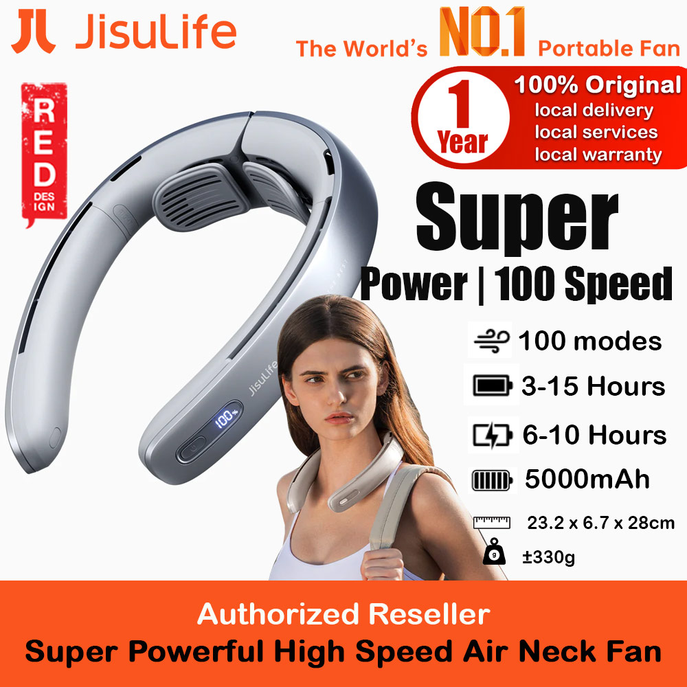 Picture of JISULIFE Malaysia Super Power High Speed Air Neck Cooler Portable Neck Fan Hands Free Bladeless Fan 5000mAh Battery Operated Wearable Personal Fan Leafless Rechargeable Headphone Design 100 Speed Neck Fan FA45 (Silver Grey) Red Design- Red Design Cases, Red Design Covers, iPad Cases and a wide selection of Red Design Accessories in Malaysia, Sabah, Sarawak and Singapore 