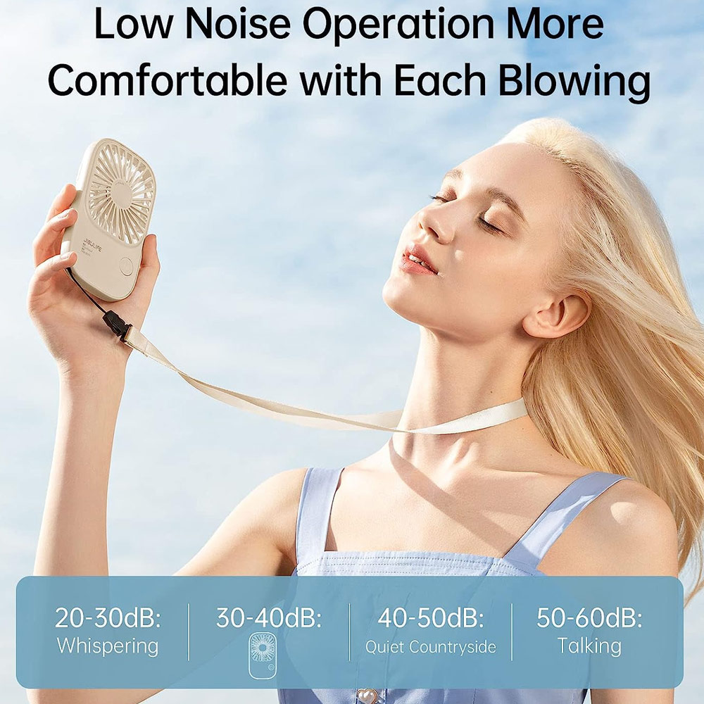 Picture of Jisulife Malaysia Handheld Fan Ultra Thin Mini Fan Small Portable Fan USB Rechargeable Personal Lash Fan with 3 Speeds for Office Outdoor Travel (Beige)