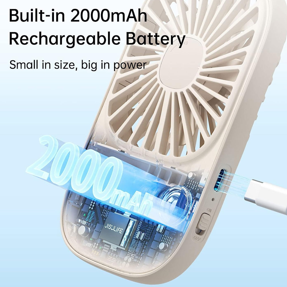 Picture of Jisulife Malaysia Handheld Fan Ultra Thin Mini Fan Small Portable Fan USB Rechargeable Personal Lash Fan with 3 Speeds for Office Outdoor Travel (Beige)