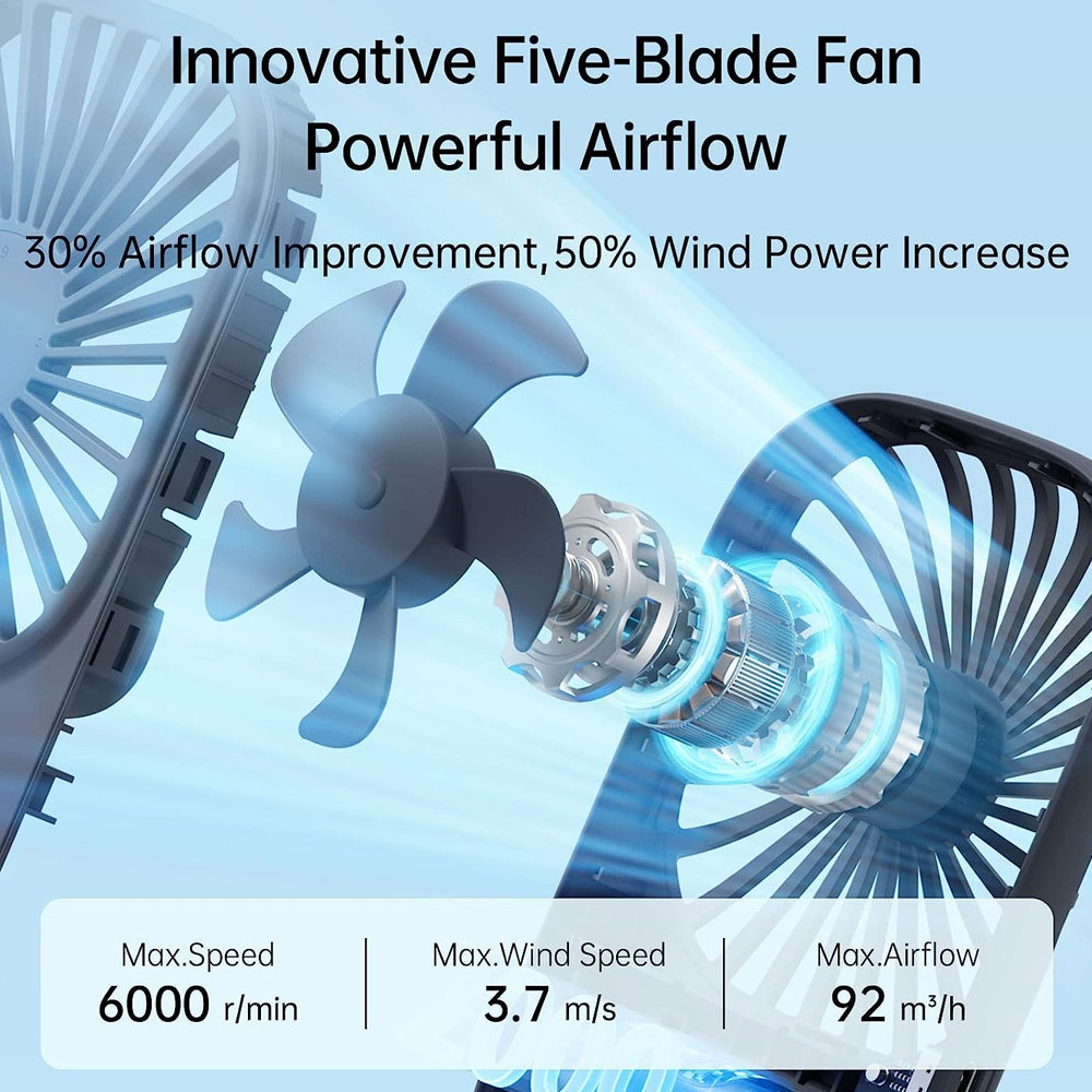 Picture of Jisulife Malaysia Handheld Fan Ultra Thin Mini Fan Small Portable Fan USB Rechargeable Personal Lash Fan with 3 Speeds for Office Outdoor Travel (Navy)
