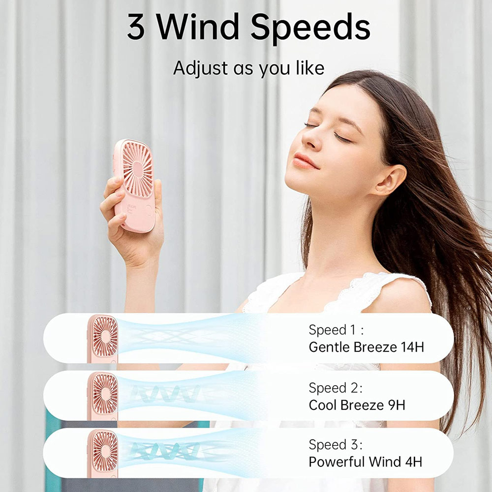 Picture of Jisulife Malaysia Handheld Fan Ultra Thin Mini Fan Small Portable Fan USB Rechargeable Personal Lash Fan with 3 Speeds for Office Outdoor Travel (Pink)