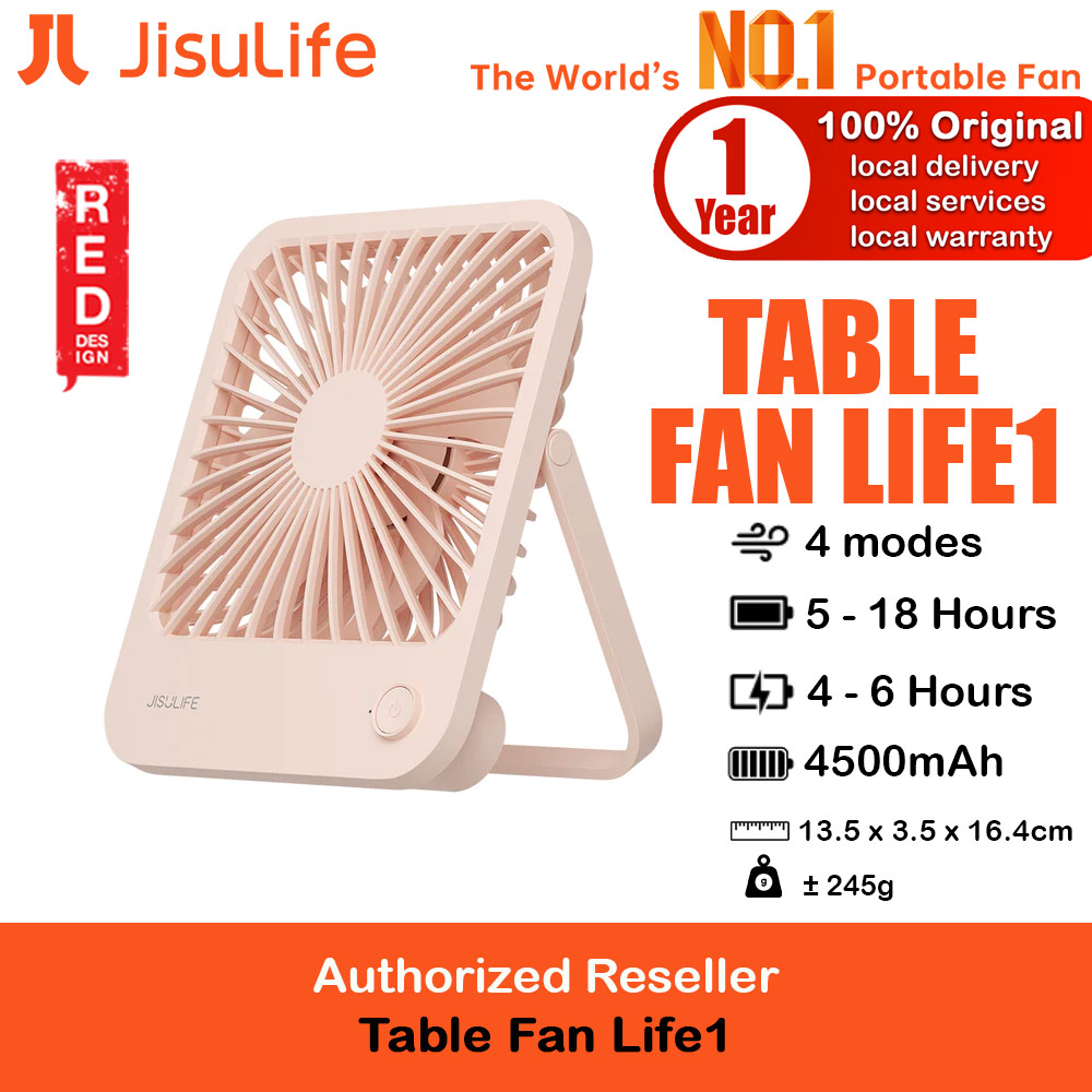 Picture of JISULIFE Malaysia Table Desk Fan Ultra Slim Portable Desktop Fan Strong Airflow Ultra Quiet 4500mAh USB Rechargeable Electric Table Fan for Office Room Travel Outdoor Indoor Picnic Camping (Pink) Red Design- Red Design Cases, Red Design Covers, iPad Cases and a wide selection of Red Design Accessories in Malaysia, Sabah, Sarawak and Singapore 