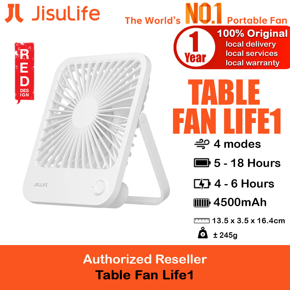 Picture of JISULIFE Malaysia Table Desk Fan Ultra Slim Portable Desktop Fan Strong Airflow Ultra Quiet 4500mAh USB Rechargeable Electric Table Fan for Office Room Travel Outdoor Indoor Picnic Camping (White) Red Design- Red Design Cases, Red Design Covers, iPad Cases and a wide selection of Red Design Accessories in Malaysia, Sabah, Sarawak and Singapore 