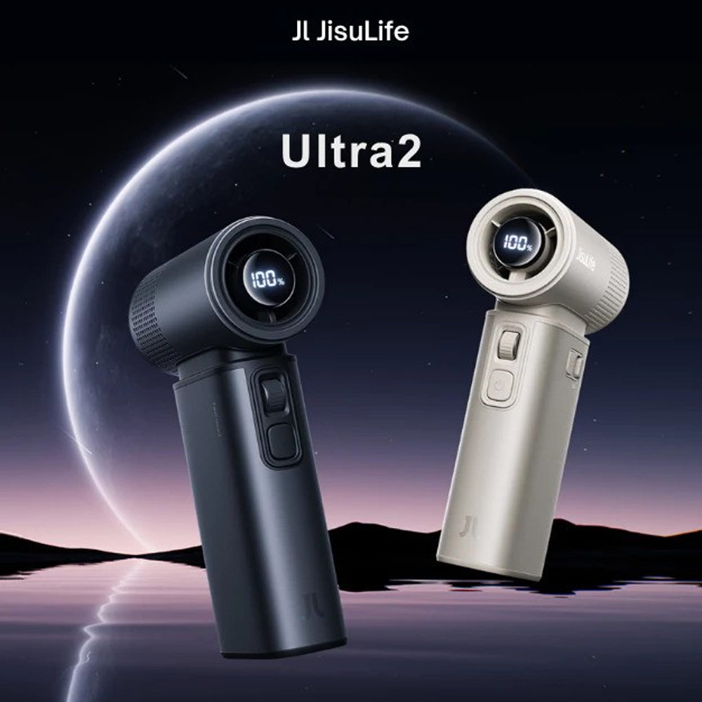 Picture of Jisulife Malaysia Handheld Fan Ultra 2 100 Speed Super Turbo Strong Wind High Quality Portable Powerbank 9000mAh LED Display (Dark Gray)