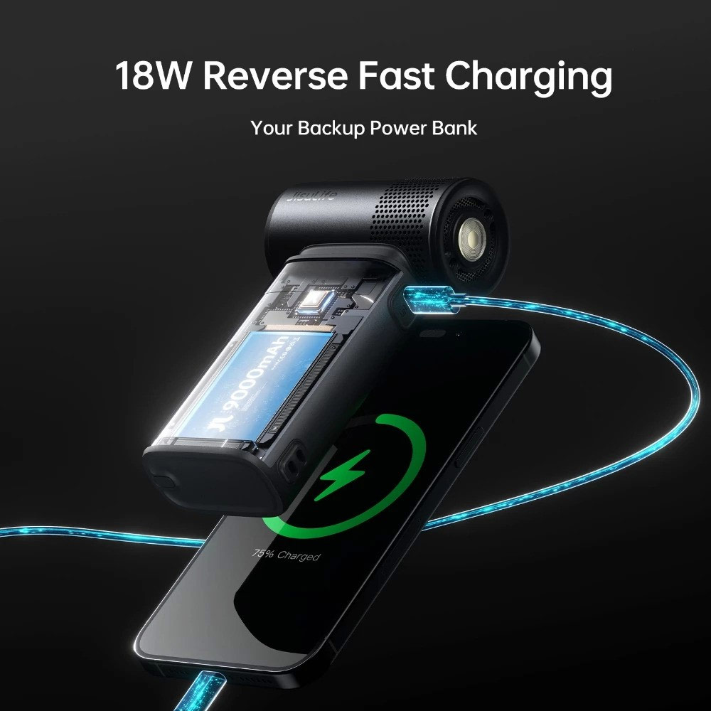 Picture of Jisulife Malaysia Handheld Fan Ultra 2 100 Speed Super Turbo Strong Wind High Quality Portable Powerbank 9000mAh LED Display (Dark Gray)