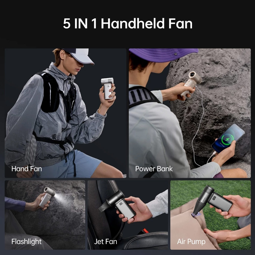 Picture of Jisulife Malaysia Handheld Fan Ultra 2 100 Speed Super Turbo Strong Wind High Quality Portable Powerbank 9000mAh LED Display (Dark Gray)