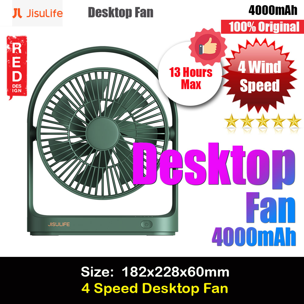 Picture of JISULIFE Malaysia Desk Fan Small Portable Desktop Fan Strong Airflow Ultra Quiet 4000mAh USB Rechargeable Electric Table Fan for Office Room Travel Outdoor Indoor Picnic Camping (Green) Red Design- Red Design Cases, Red Design Covers, iPad Cases and a wide selection of Red Design Accessories in Malaysia, Sabah, Sarawak and Singapore 