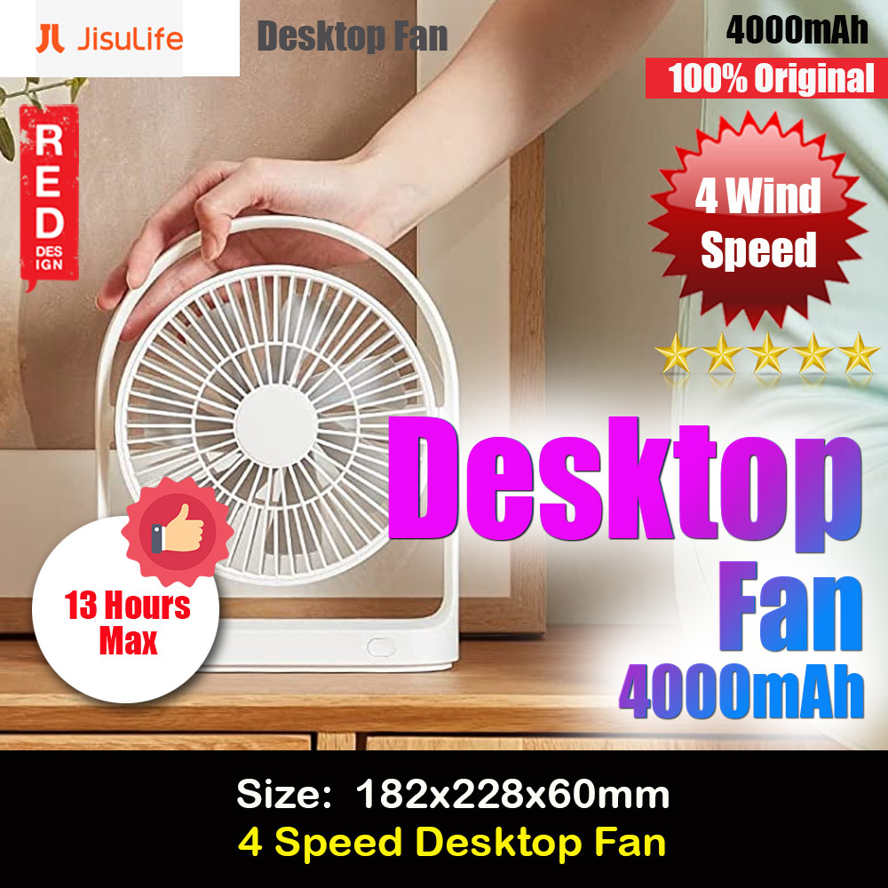 Picture of JISULIFE Malaysia Desk Fan Small Portable Desktop Fan Strong Airflow Ultra Quiet 4000mAh USB Rechargeable Electric Table Fan for Office Room Travel Outdoor Indoor Picnic Camping (White) Red Design- Red Design Cases, Red Design Covers, iPad Cases and a wide selection of Red Design Accessories in Malaysia, Sabah, Sarawak and Singapore 