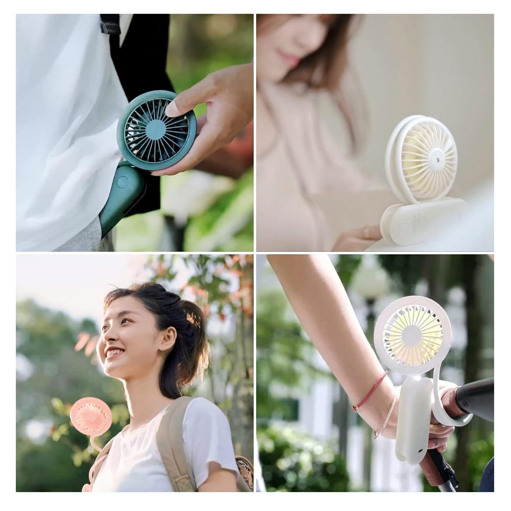 Picture of Jisulife Malaysia Versatile Handheld Mini Fan Portable Rechargeable 2000mAh Hanging Handheld Mini Fan for Outdoor Indoor Badminton Court Concert Picnic Camping FA15 (Green)