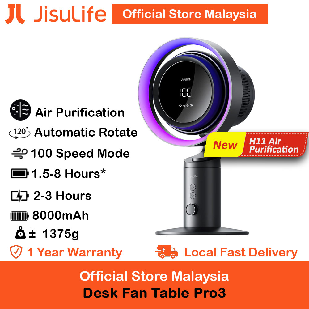 Picture of JISULIFE Malaysia 100 Speed Table Desk Bladeless Blade Less Fan Ultra Pro Portable Desktop Oscillating Fan Strong Airflow with Air Purifier Rechargeable Table Fan for Office Room Travel Outdoor Indoor Picnic Camping Jisulife Table Pro 3 Red Design- Red Design Cases, Red Design Covers, iPad Cases and a wide selection of Red Design Accessories in Malaysia, Sabah, Sarawak and Singapore 