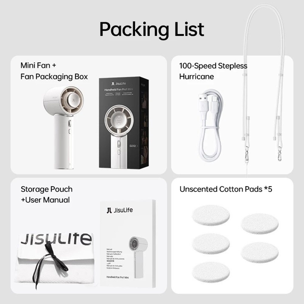 Picture of JisuLife Handheld Fan Pro1 Mini Size Aromatherapy Leather Design Compact Portable 30h Long Battery Ultra Quiet (Black)