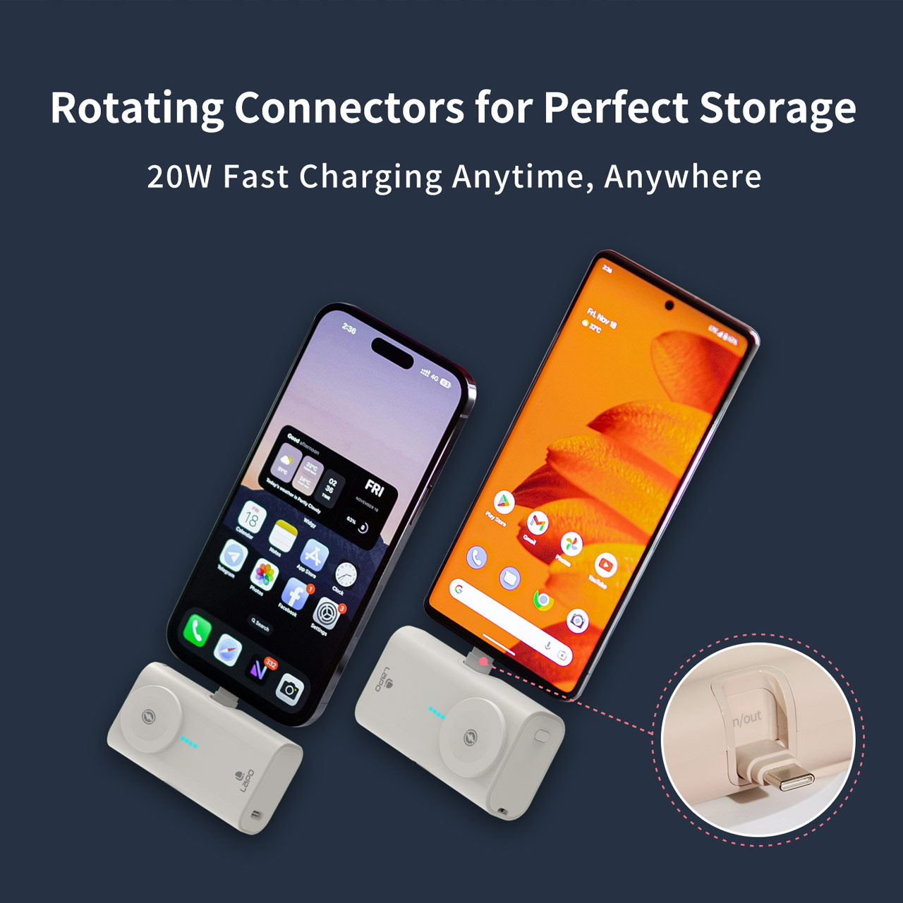 Picture of Lapo iWatch Powerbank Pocket Mini Small Size Powerbank 20W Fast Charge with Type-C Connector Apple Watch Powerbank (Lavender)