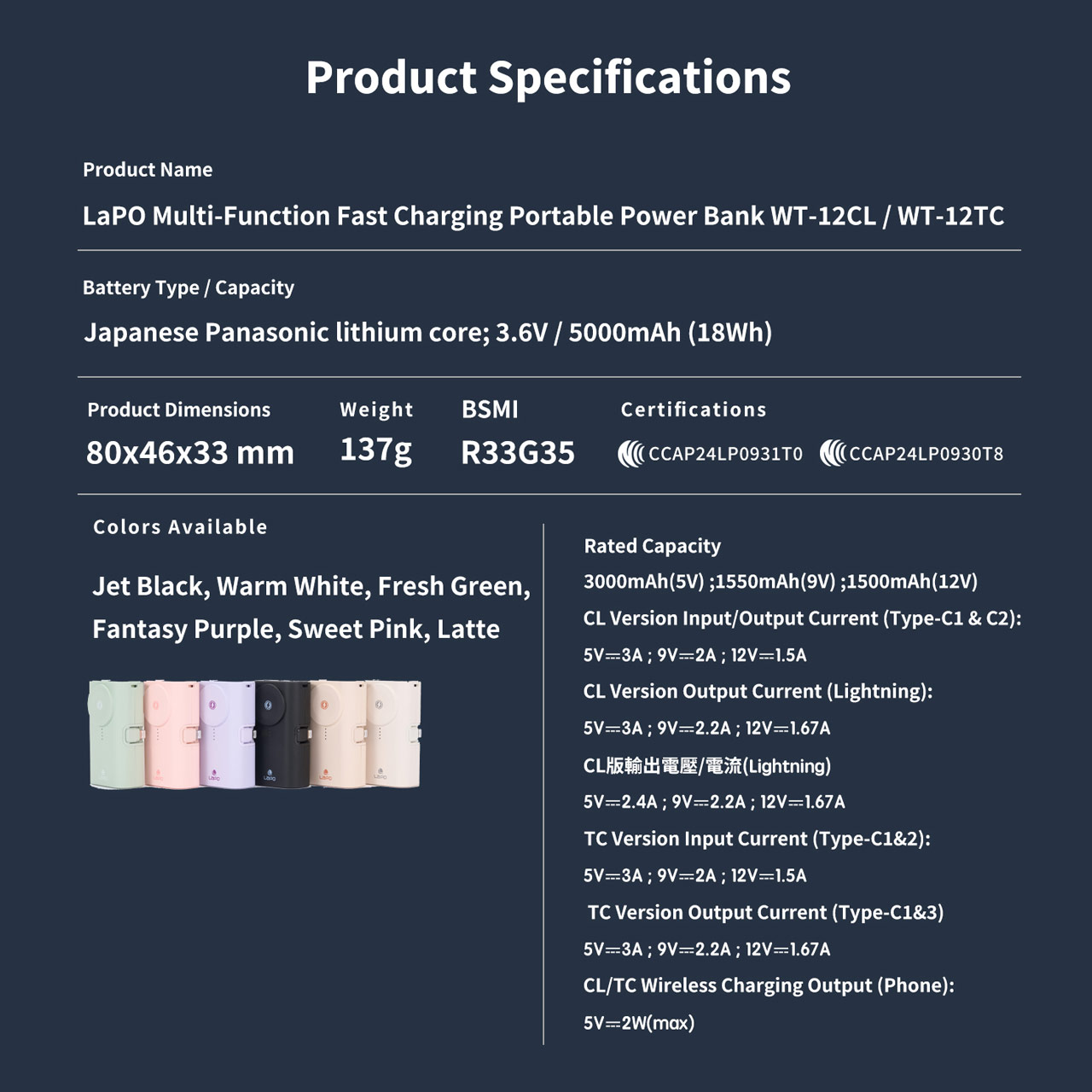 Picture of Lapo iWatch Powerbank Pocket Mini Small Size Powerbank 20W Fast Charge with Type-C Connector Apple Watch Powerbank (Lavender)