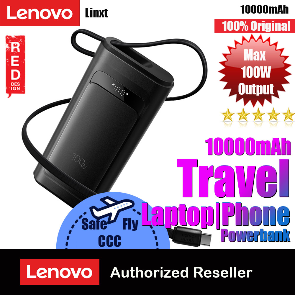 Picture of Lenovo Thinkplus Linx CCC 3C Certified Laptop Notebook Travel Power Bank Mini Size 100W Output Build In Cable (Black) Red Design- Red Design Cases, Red Design Covers, iPad Cases and a wide selection of Red Design Accessories in Malaysia, Sabah, Sarawak and Singapore 