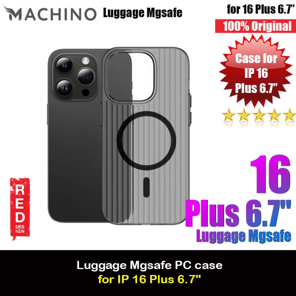 Picture of Apple iPhone 16 Plus 6.7 Case | Machino Luggage Design PC Slim Hard Magnetic Compatible Drop Protection Case for iPhone 16 Plus 6.7 (Clear Black)