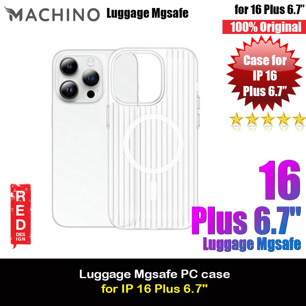 Picture of Apple iPhone 16 Plus 6.7 Case | Machino Luggage Design PC Slim Hard Magnetic Compatible Drop Protection Case for iPhone 16 Plus 6.7 (Clear)