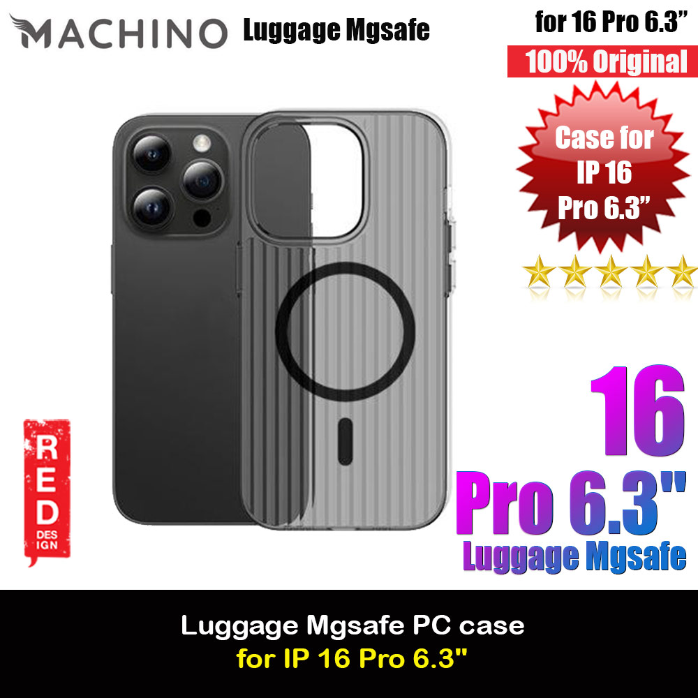 Picture of Apple iPhone 16 Pro 6.3 Case | Machino Luggage Design PC Slim Hard Magnetic Compatible Drop Protection Case for iPhone 16 Pro 6.3 (Clear Black)