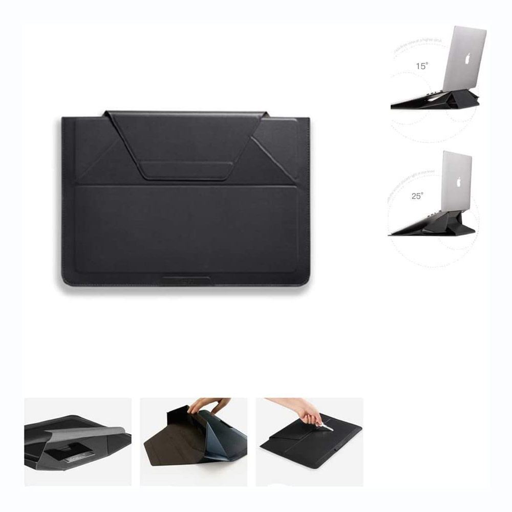 Picture of Apple Macbook Air 13\"  | MOFT Carry Sleeve Standable Design PU Leather for Macbook Air 13 M1 2020 2021 Macbook Pro 13 2020 2021 13 inches Laptop Dell XPS13 Microsoft Surface Pro 7 (Night Black)