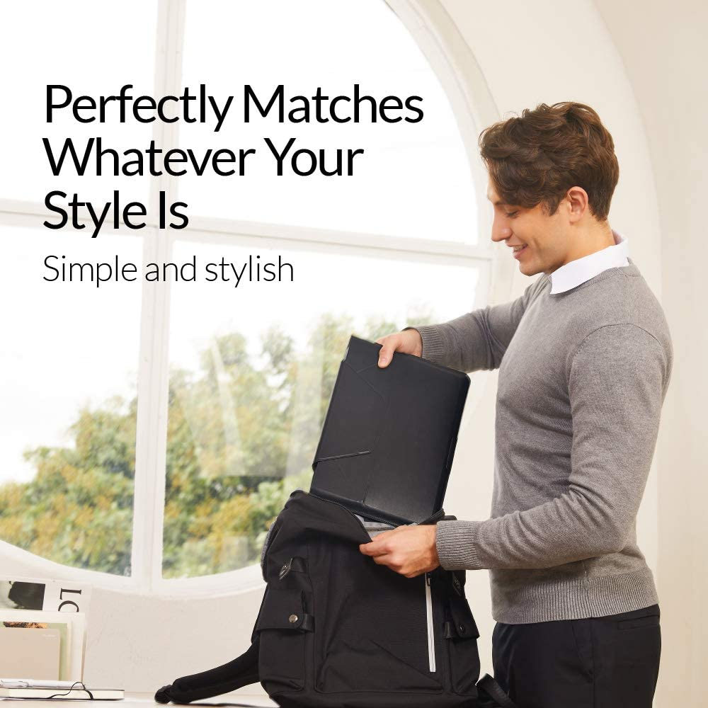 Picture of Apple Macbook Air 13\"  | MOFT Carry Sleeve Standable Design PU Leather for Macbook Air 13 M1 2020 2021 Macbook Pro 13 2020 2021 13 inches Laptop Dell XPS13 Microsoft Surface Pro 7 (Night Black)