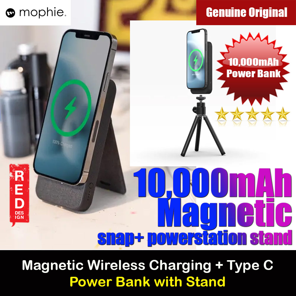 Picture of Mophie Snap Plus Powerstation Stand Magnetic Wireless Charge Magsafe Compatible Power Bank for iPhone 13 Pro Max Smartphones Google Pixel Samsung Galaxy Qi-enabled Devices (10000mAh Black)