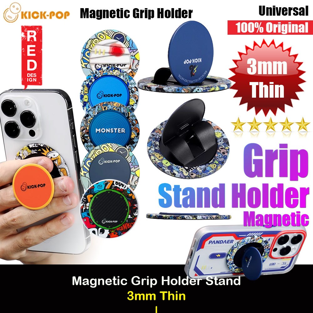Picture of Kickpop Magnetic O Ring Grip Holder Stand Finger Grip Kickstand for Magnetic Device | Phone (Monster Black)