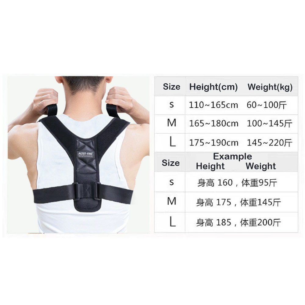 Picture of Pictet Fino Shouder Back Support Posture Shoulder Corrector Clavicle Spine Shoulder Belt Back Pain Relief Posture Correction (RH58) L Size