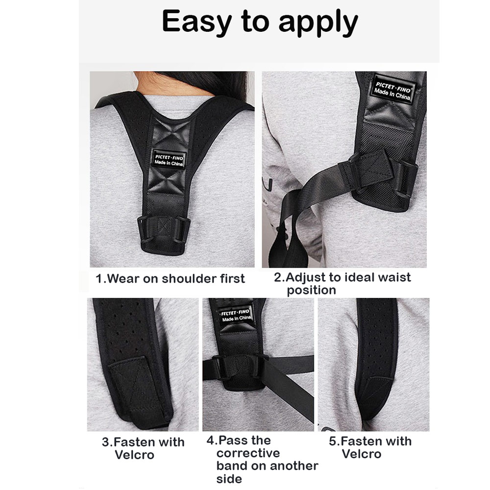 Picture of Pictet Fino Shouder Back Support Posture Shoulder Corrector Clavicle Spine Shoulder Belt Back Pain Relief Posture Correction (RH58) L Size