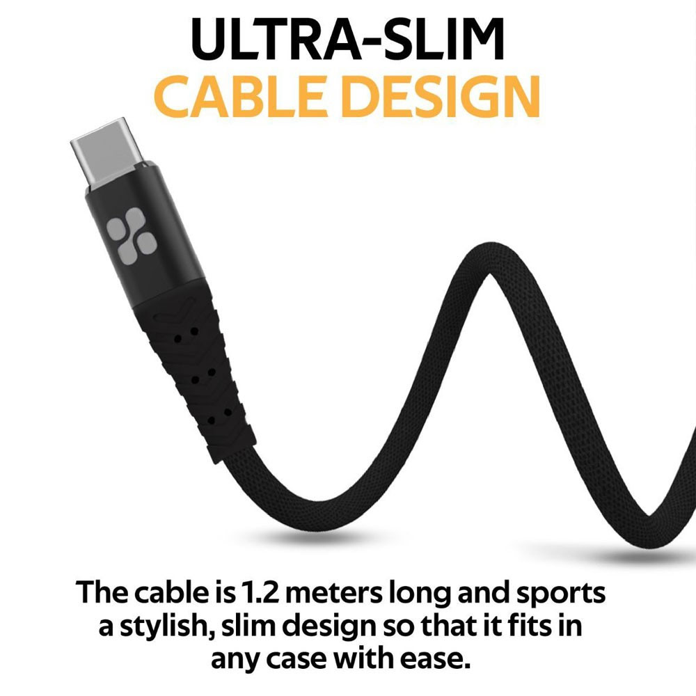 Picture of Promate USB-C™ Cable 3A Fast Charging Heavy Duty Fast Sync Charge 1.2 Meter USB-A to Type C Cable Nervelink-C (Black)