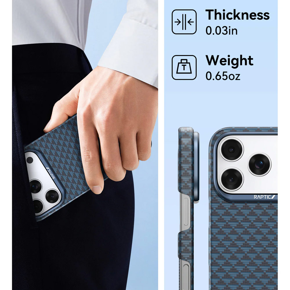 Picture of Apple iPhone 17 Pro Max 6.9 Case | Raptic Aramid Fibre Origin Lightweight Ultra Slim Case with Magsafe for iPhone 17 Pro Max 6.9 (Profound)