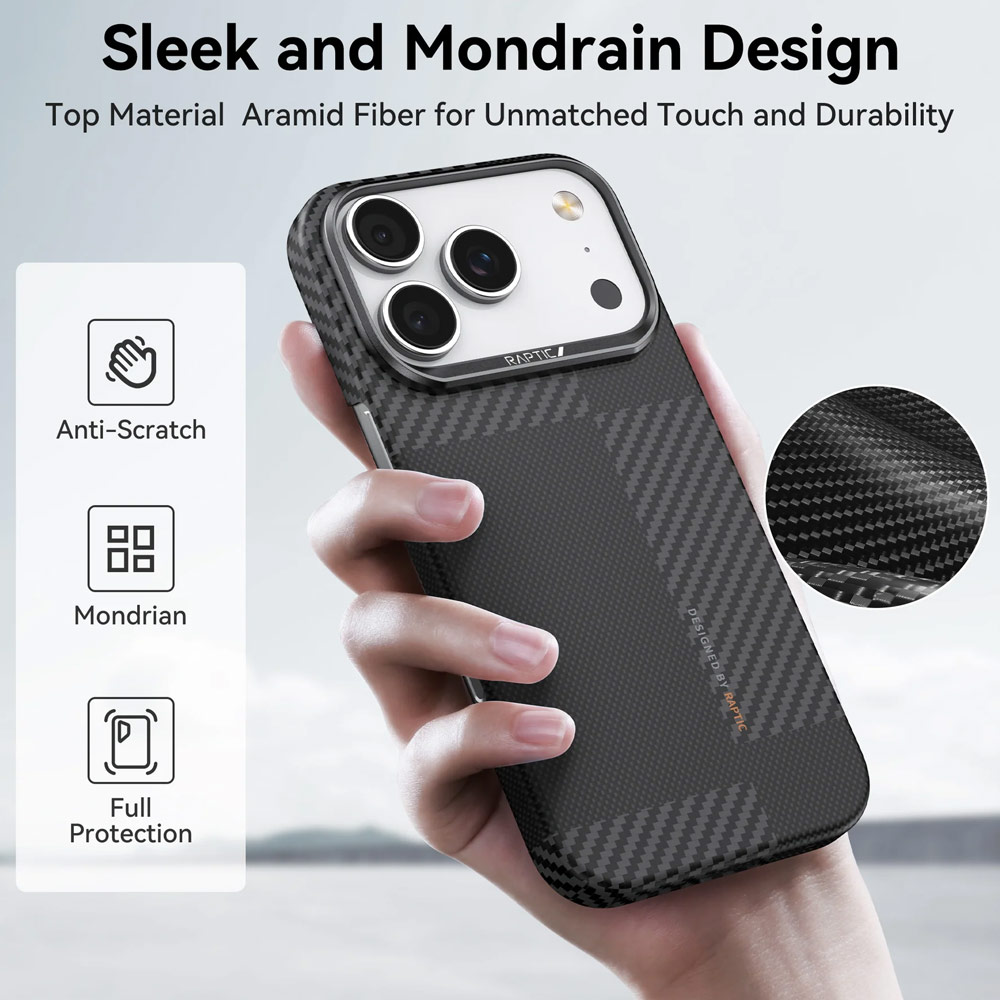 Picture of Apple iPhone 17 Pro 6.3 Case | Raptic Aramid Fiber Geotik MgSafe Magnetic Compatible Drop Protection Case for iPhone 17 Pro 6.3 (Mondrain)