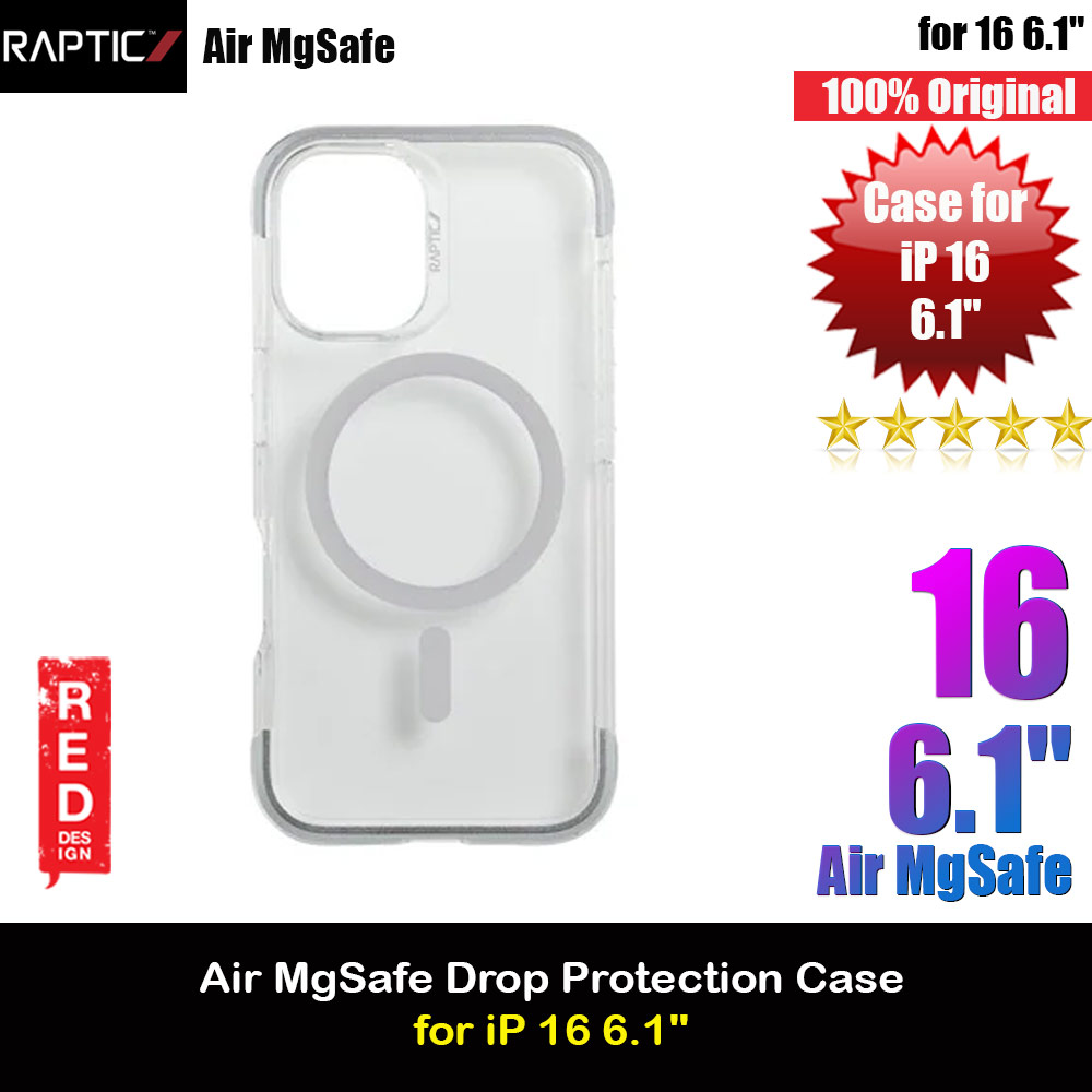 Picture of Apple iPhone 16 6.1 Case | Raptic Air MgSafe Magnetic Compatible Drop Protection Case for iPhone 16 6.1 (Silver)