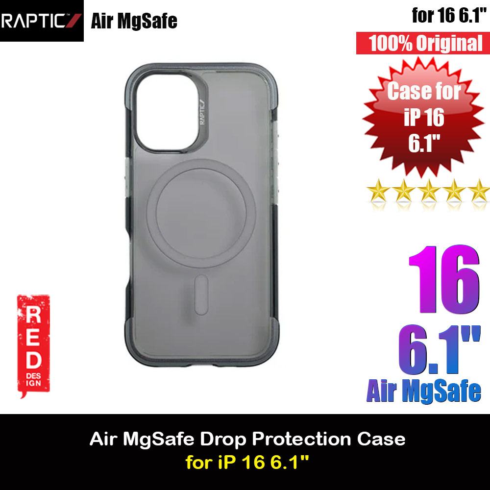 Picture of Apple iPhone 16 6.1 Case | Raptic Air MgSafe Magnetic Compatible Drop Protection Case for iPhone 16 6.1 (Smoke)