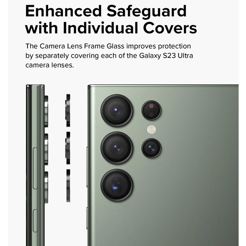 Picture of Samsung Galaxy S23 Ultra | Ringke Camera Lens Frame Glass Protector with Easy Installation for Samsung Galaxy S23 Ultra (Black)