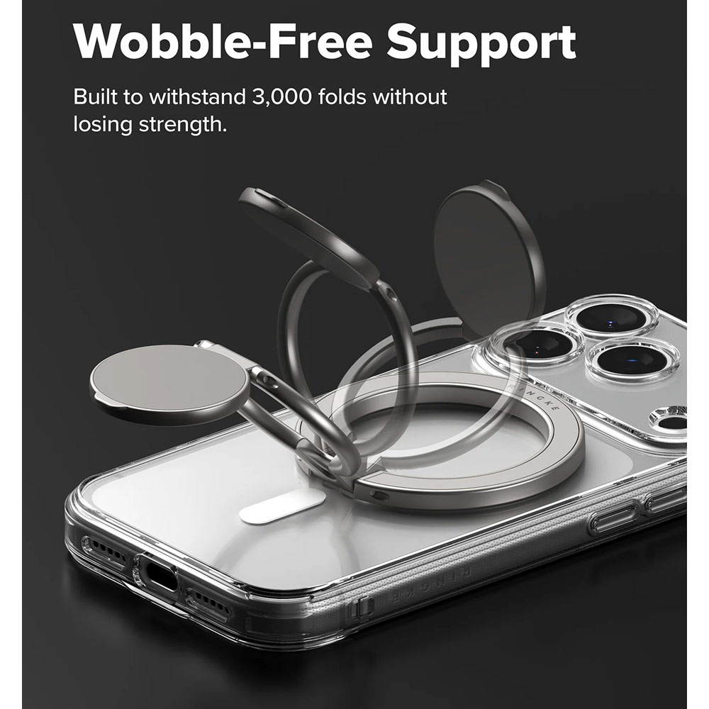 Picture of Ringke Dual Magnetic Smart Holder Phone Grip and Kickstand Stand Zinc Alloy (Satin Silver)
