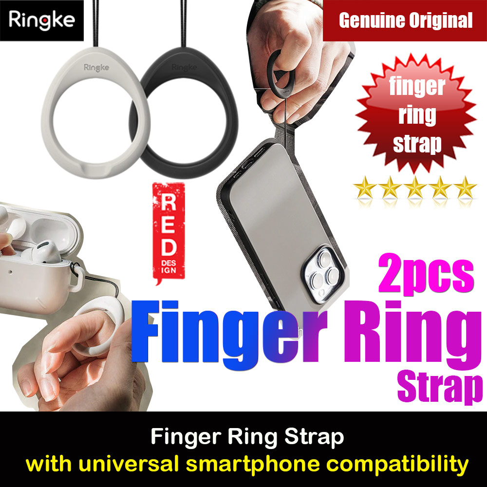 Picture of Ringke Finger Ring Strap for Smartphone Case Strap Camera Strap Airpods Pro Airpods 3 Strap (Black and Light Gray)
