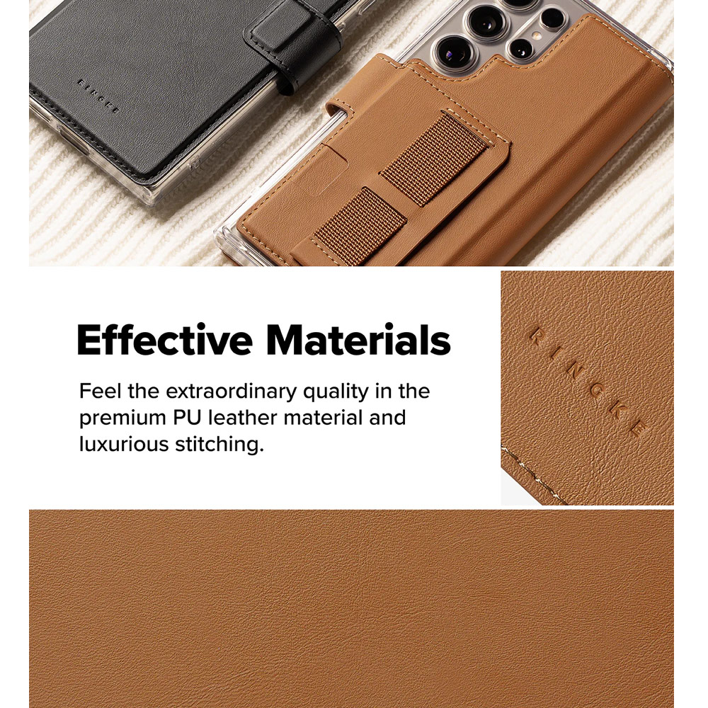 Picture of Samsung Galaxy S25 Ultra | Ringke Folio Grip Wallet Magnetic Flip Cover Card Holder for Samsung Galaxy S25 Ultra (Brown)