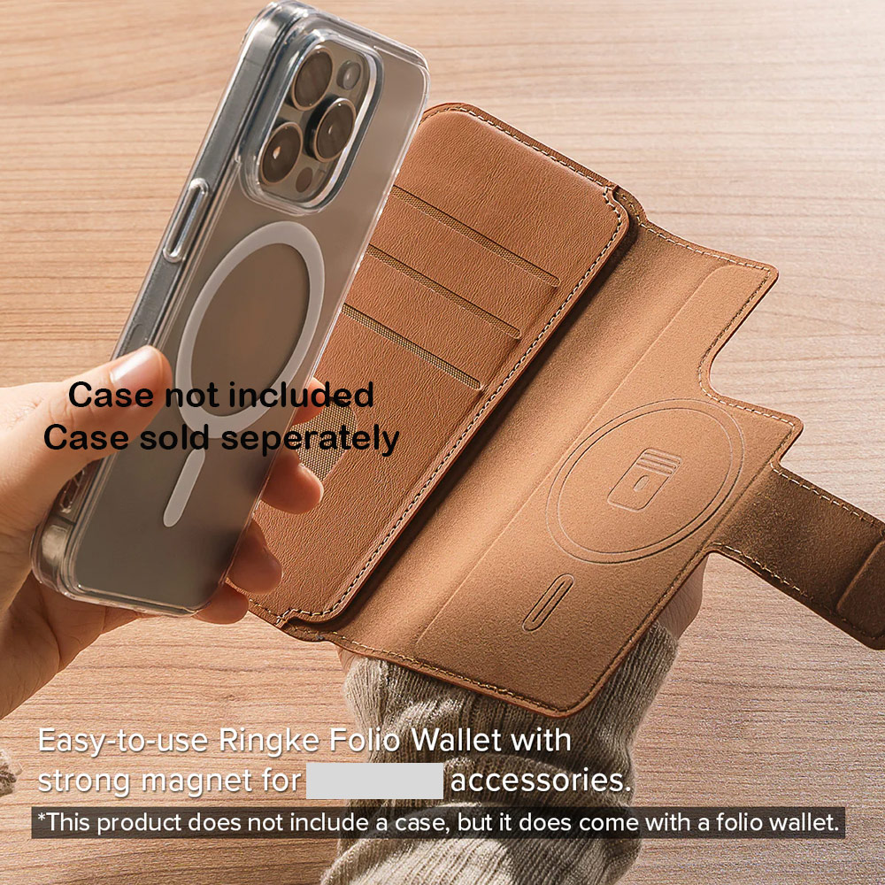 Picture of Apple iPhone 15 Plus 6.7 | Ringke Folio Wallet Magnetic Flip Cover Card Holder for iPhone 16 Pro Max iPhone 16 Plus (Brown)
