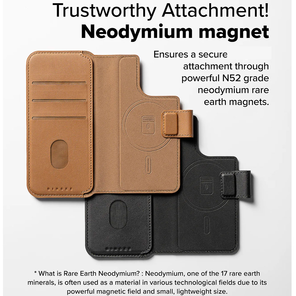 Picture of Apple iPhone 15 Plus 6.7 | Ringke Folio Wallet Magnetic Flip Cover Card Holder for iPhone 16 Pro Max iPhone 16 Plus (Brown)